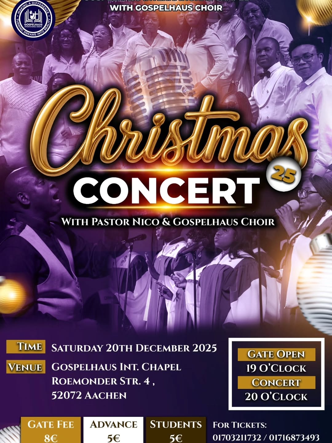 🎄 Weihnachtskonzert 2025 🎶_Erlebe einen unvergesslichen Abend mit Pastor Nico _ dem Gospelhaus Choir__📍 Gospelhaus International Chapel_ Aachen_👟2